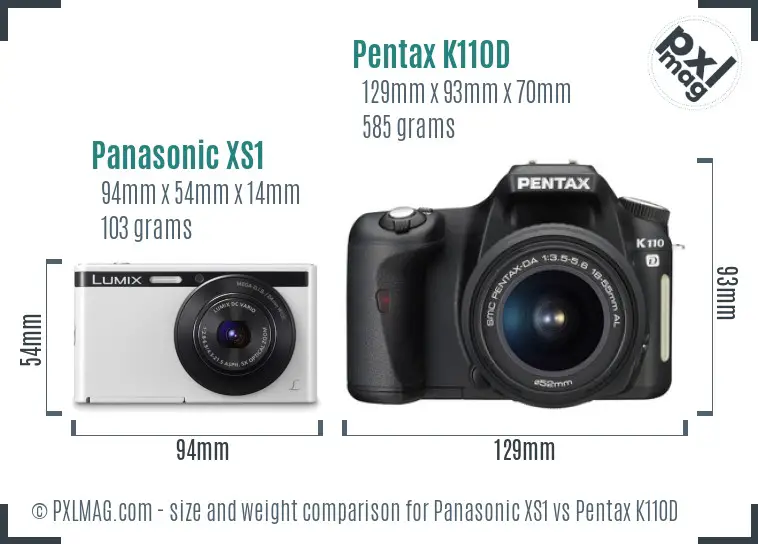 Panasonic XS1 vs Pentax K110D size comparison