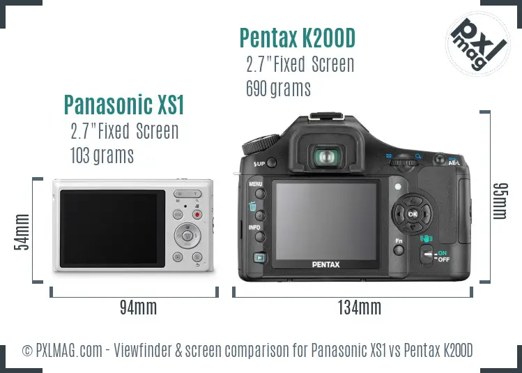 Panasonic XS1 vs Pentax K200D Screen and Viewfinder comparison