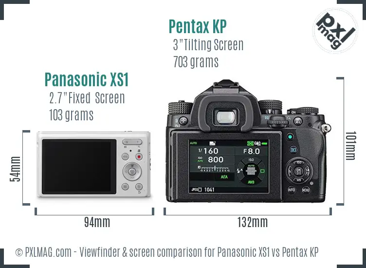 Panasonic XS1 vs Pentax KP Screen and Viewfinder comparison