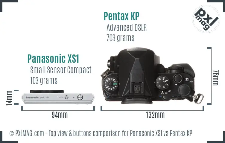 Panasonic XS1 vs Pentax KP top view buttons comparison