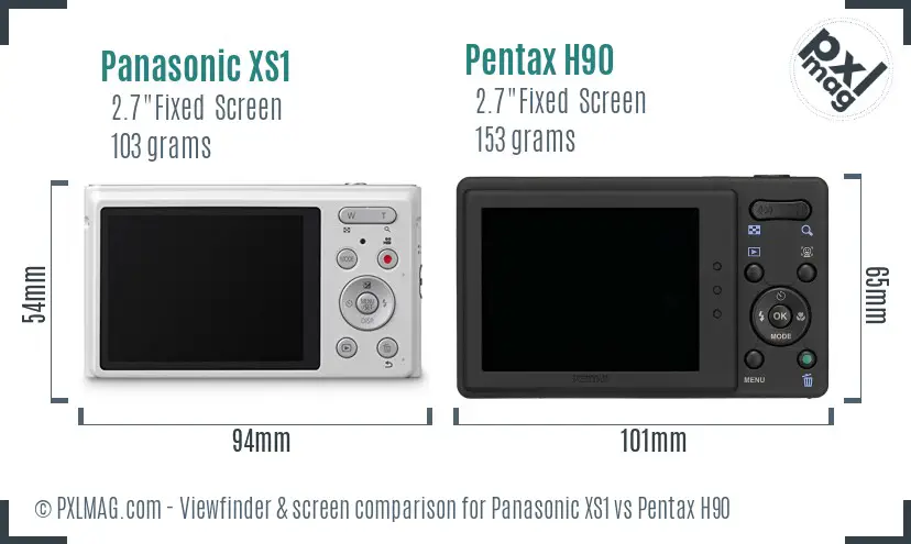 Panasonic XS1 vs Pentax H90 Screen and Viewfinder comparison