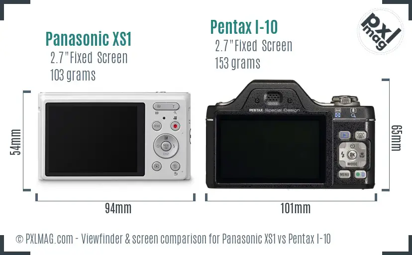 Panasonic XS1 vs Pentax I-10 Screen and Viewfinder comparison