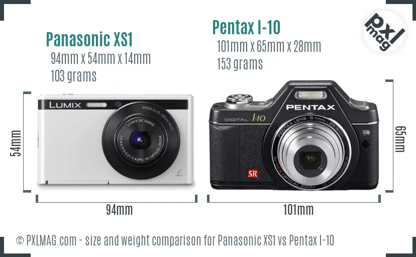 Panasonic XS1 vs Pentax I-10 size comparison