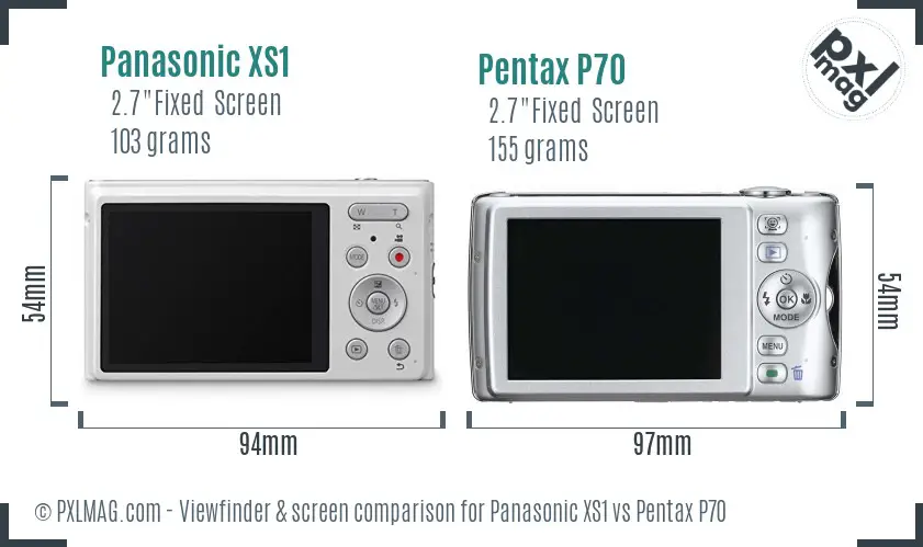 Panasonic XS1 vs Pentax P70 Screen and Viewfinder comparison