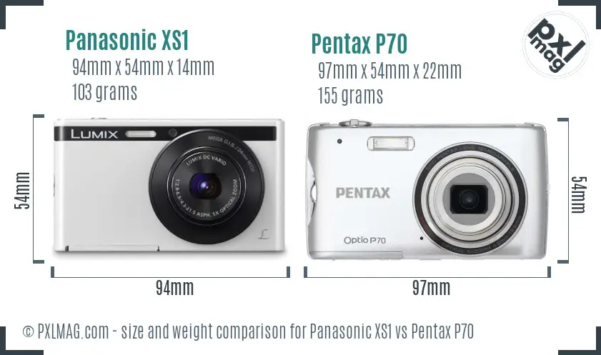 Panasonic XS1 vs Pentax P70 size comparison