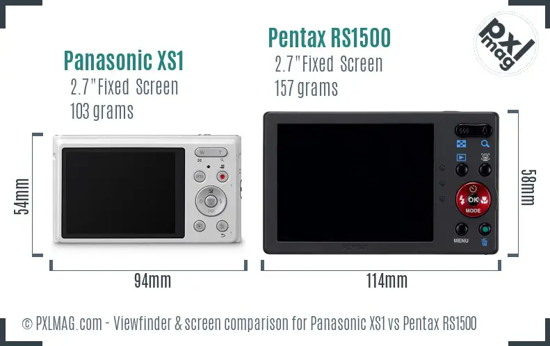 Panasonic XS1 vs Pentax RS1500 Screen and Viewfinder comparison