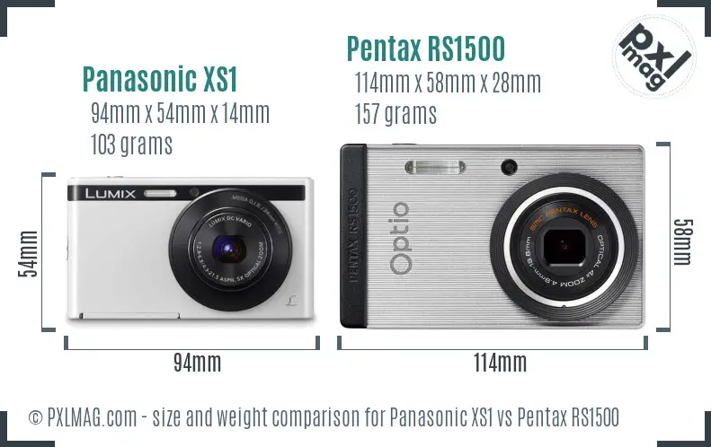 Panasonic XS1 vs Pentax RS1500 size comparison