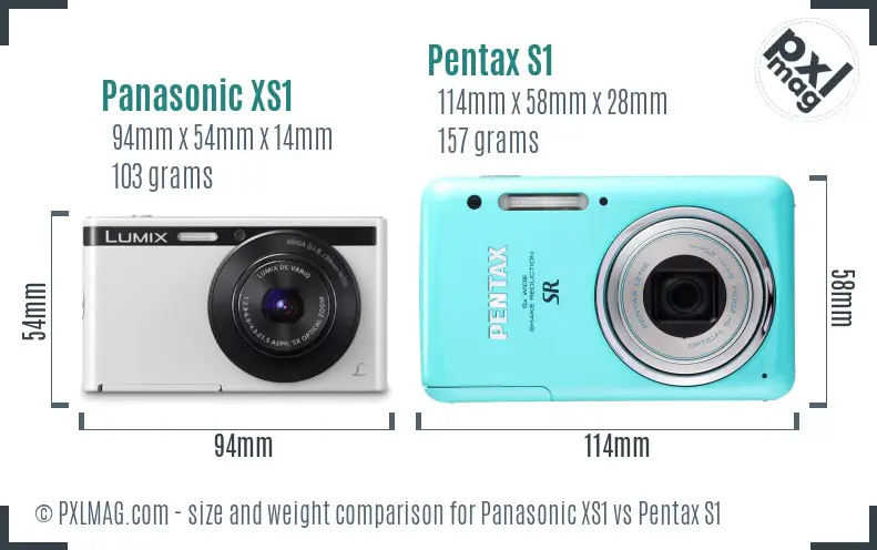 Panasonic XS1 vs Pentax S1 size comparison