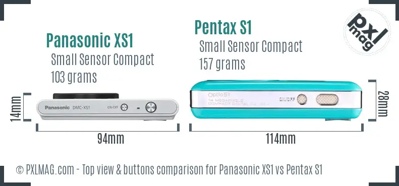 Panasonic XS1 vs Pentax S1 top view buttons comparison