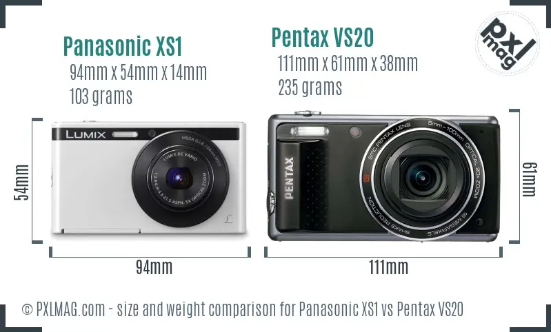 Panasonic XS1 vs Pentax VS20 size comparison