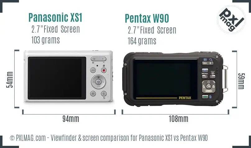 Panasonic XS1 vs Pentax W90 Screen and Viewfinder comparison