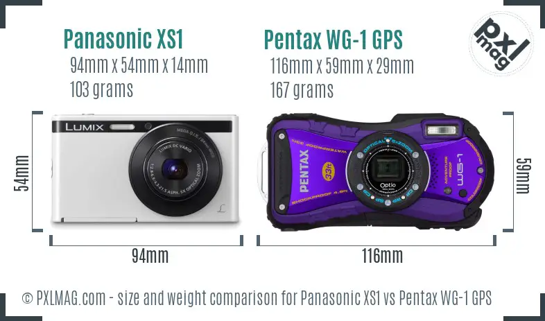 Panasonic XS1 vs Pentax WG-1 GPS size comparison