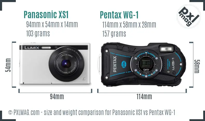 Panasonic XS1 vs Pentax WG-1 size comparison
