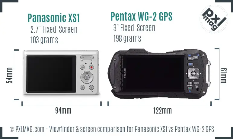 Panasonic XS1 vs Pentax WG-2 GPS Screen and Viewfinder comparison
