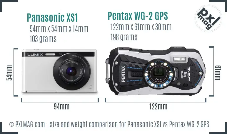 Panasonic XS1 vs Pentax WG-2 GPS size comparison