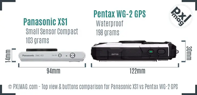 Panasonic XS1 vs Pentax WG-2 GPS top view buttons comparison