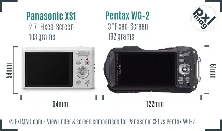 Panasonic XS1 vs Pentax WG-2 Screen and Viewfinder comparison