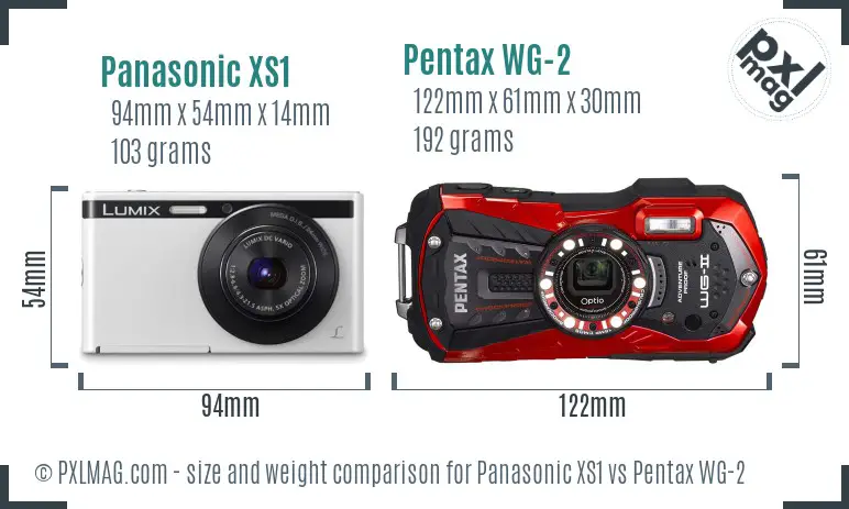 Panasonic XS1 vs Pentax WG-2 size comparison