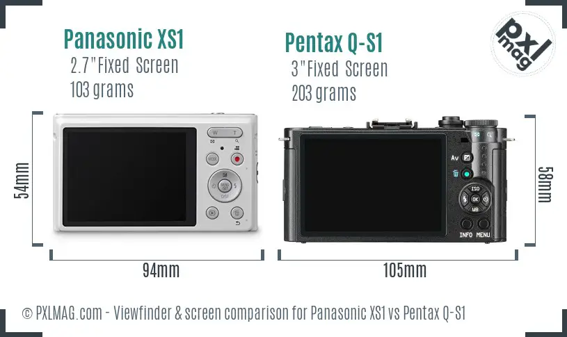 Panasonic XS1 vs Pentax Q-S1 Screen and Viewfinder comparison
