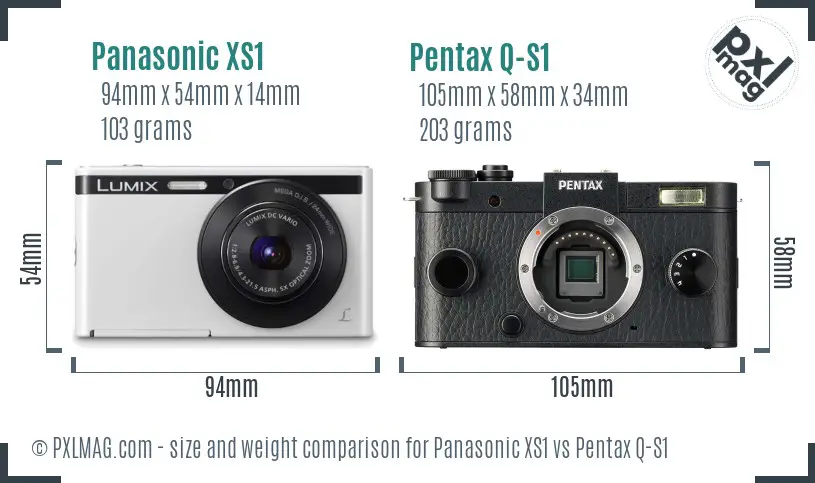 Panasonic XS1 vs Pentax Q-S1 size comparison
