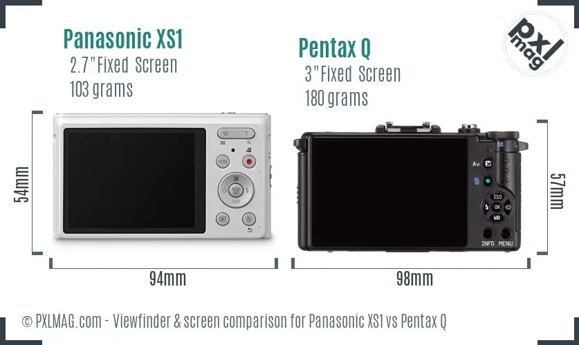 Panasonic XS1 vs Pentax Q Screen and Viewfinder comparison