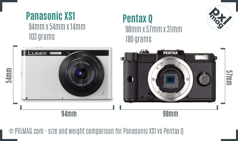 Panasonic XS1 vs Pentax Q size comparison
