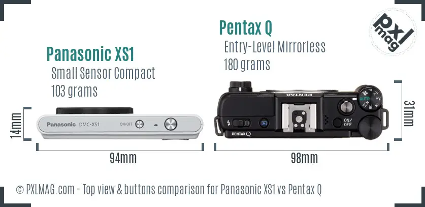 Panasonic XS1 vs Pentax Q top view buttons comparison