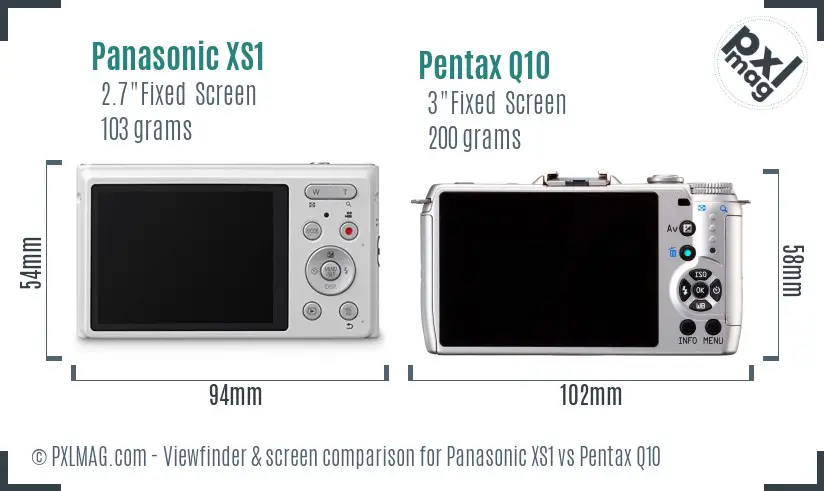 Panasonic XS1 vs Pentax Q10 Screen and Viewfinder comparison