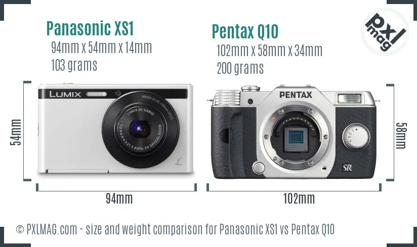 Panasonic XS1 vs Pentax Q10 size comparison