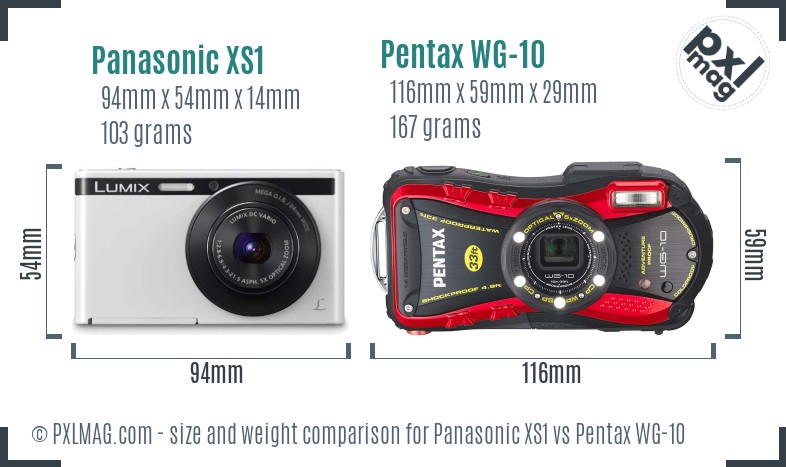 Panasonic XS1 vs Pentax WG-10 size comparison