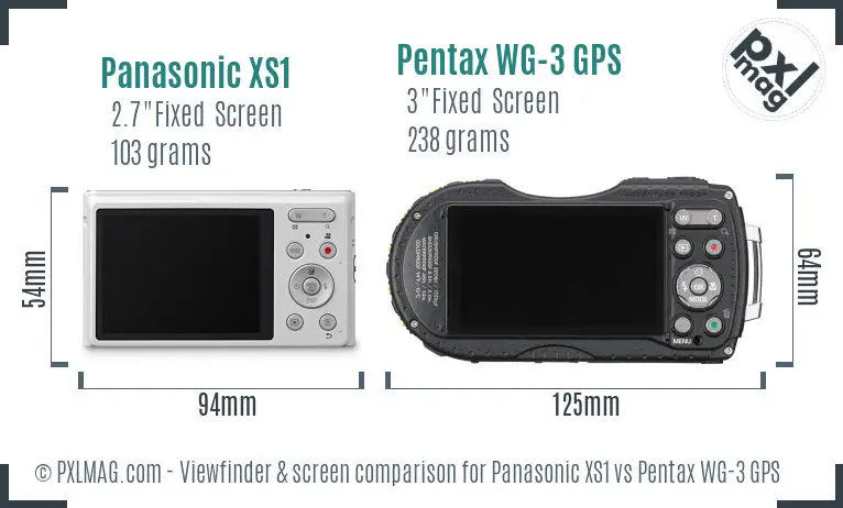 Panasonic XS1 vs Pentax WG-3 GPS Screen and Viewfinder comparison