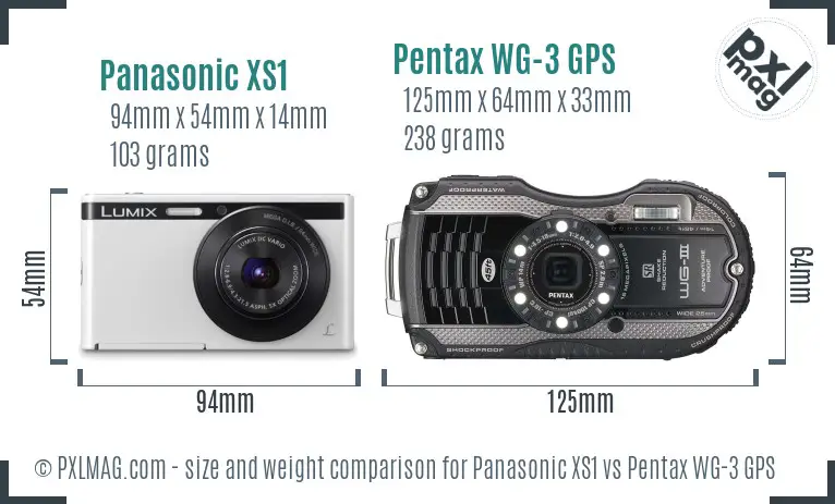 Panasonic XS1 vs Pentax WG-3 GPS size comparison
