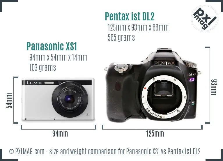 Panasonic XS1 vs Pentax ist DL2 size comparison