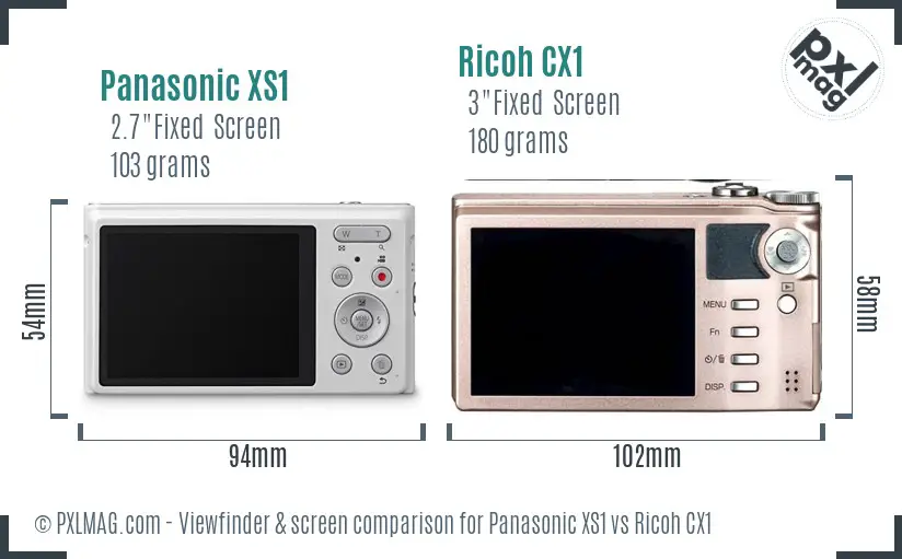 Panasonic XS1 vs Ricoh CX1 Screen and Viewfinder comparison Panasonic XS1 vs Ricoh CX1 Screen and Viewfinder comparison