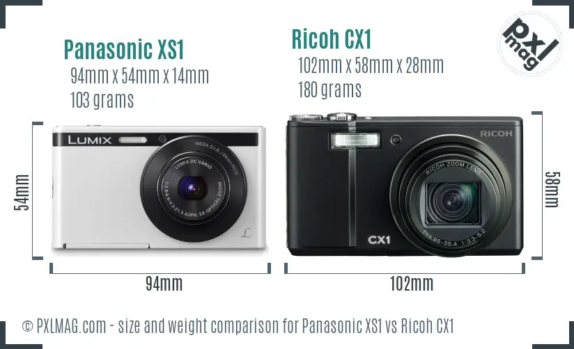 Panasonic XS1 vs Ricoh CX1 size comparison Panasonic XS1 vs Ricoh CX1 size comparison