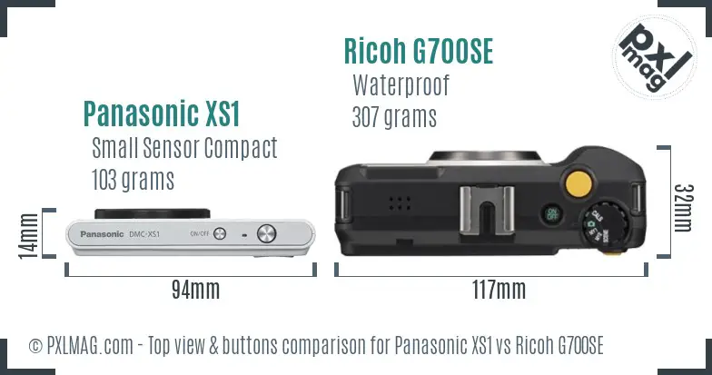 Panasonic XS1 vs Ricoh G700SE top view buttons comparison