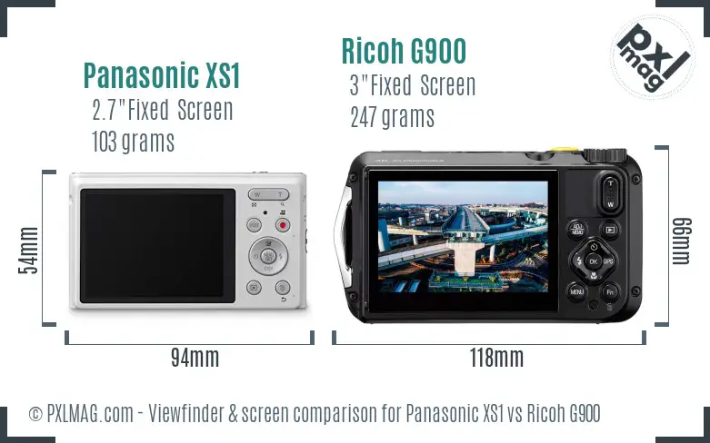Panasonic XS1 vs Ricoh G900 Screen and Viewfinder comparison
