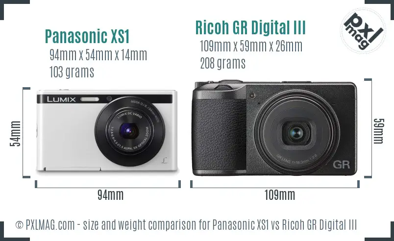 Panasonic XS1 vs Ricoh GR Digital III size comparison Panasonic XS1 vs Ricoh GR Digital III size comparison