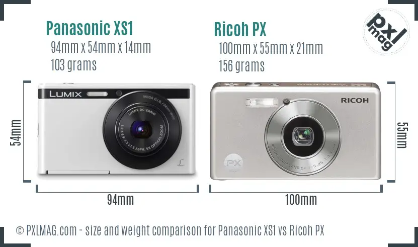 Panasonic XS1 vs Ricoh PX size comparison