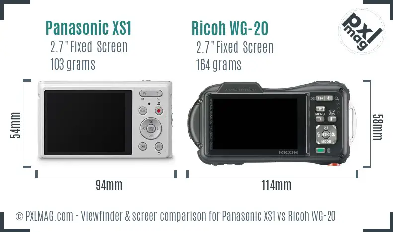 Panasonic XS1 vs Ricoh WG-20 Screen and Viewfinder comparison