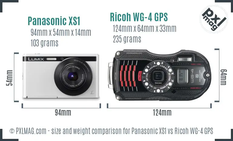 Panasonic XS1 vs Ricoh WG-4 GPS size comparison Panasonic XS1 vs Ricoh WG-4 GPS size comparison