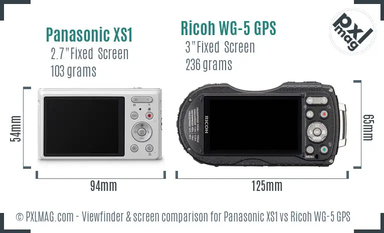 Panasonic XS1 vs Ricoh WG-5 GPS Screen and Viewfinder comparison