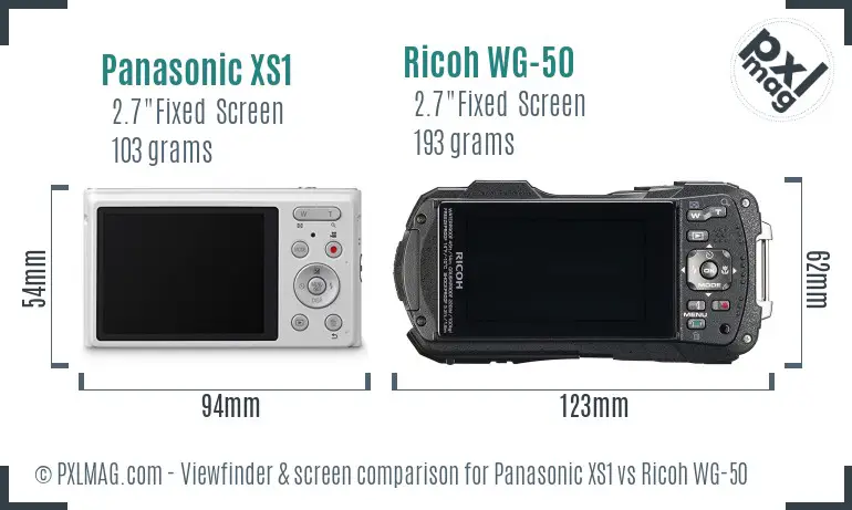 Panasonic XS1 vs Ricoh WG-50 Screen and Viewfinder comparison