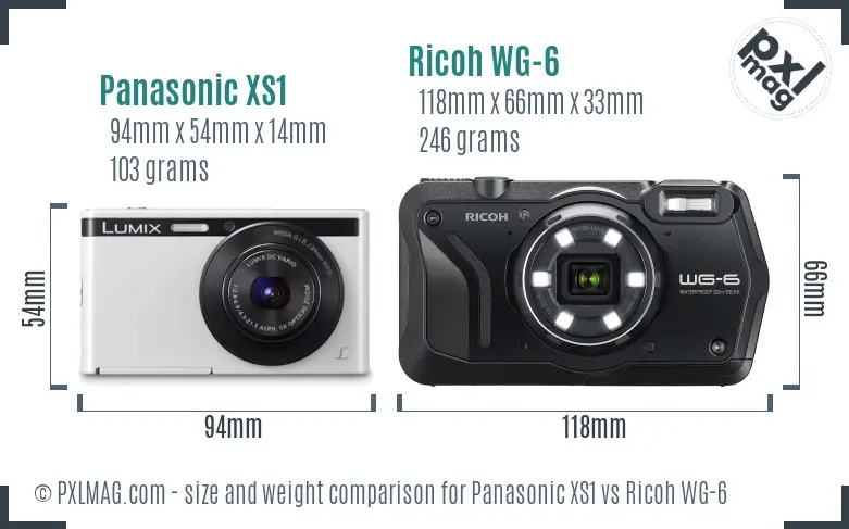 Panasonic XS1 vs Ricoh WG-6 size comparison