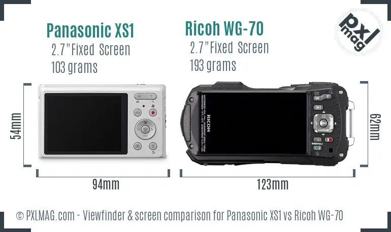 Panasonic XS1 vs Ricoh WG-70 Screen and Viewfinder comparison