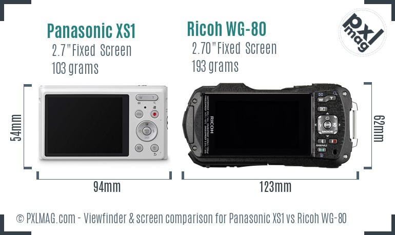 Panasonic XS1 vs Ricoh WG-80 Screen and Viewfinder comparison