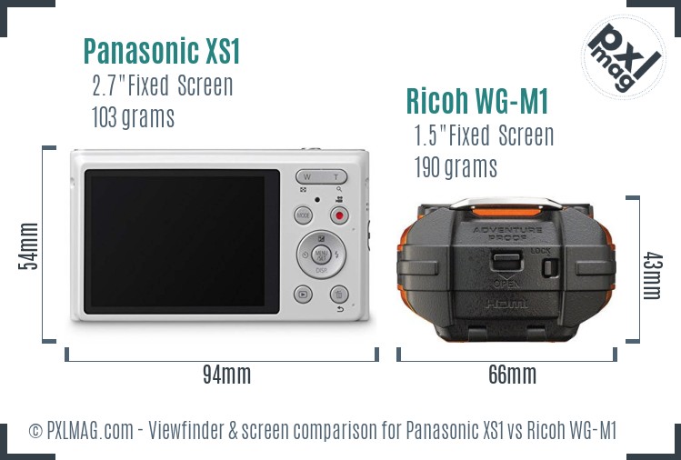 Panasonic XS1 vs Ricoh WG-M1 Screen and Viewfinder comparison