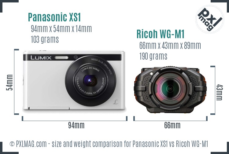Panasonic XS1 vs Ricoh WG-M1 size comparison