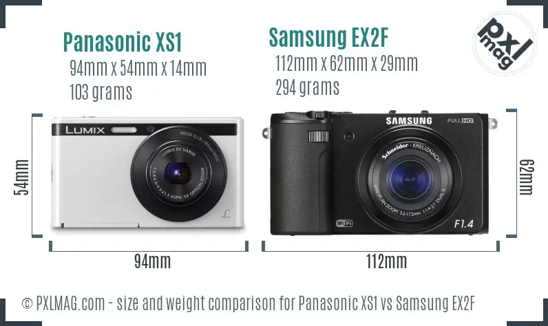 Panasonic XS1 vs Samsung EX2F size comparison