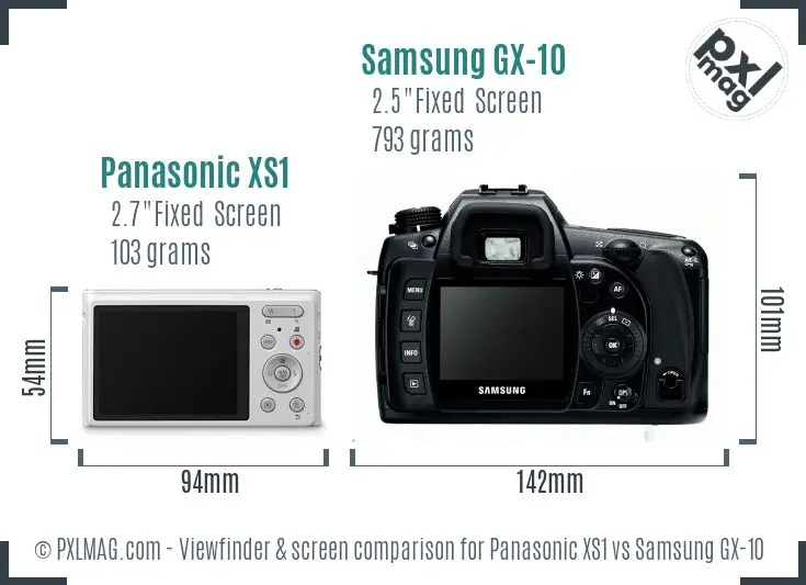 Panasonic XS1 vs Samsung GX-10 Screen and Viewfinder comparison
